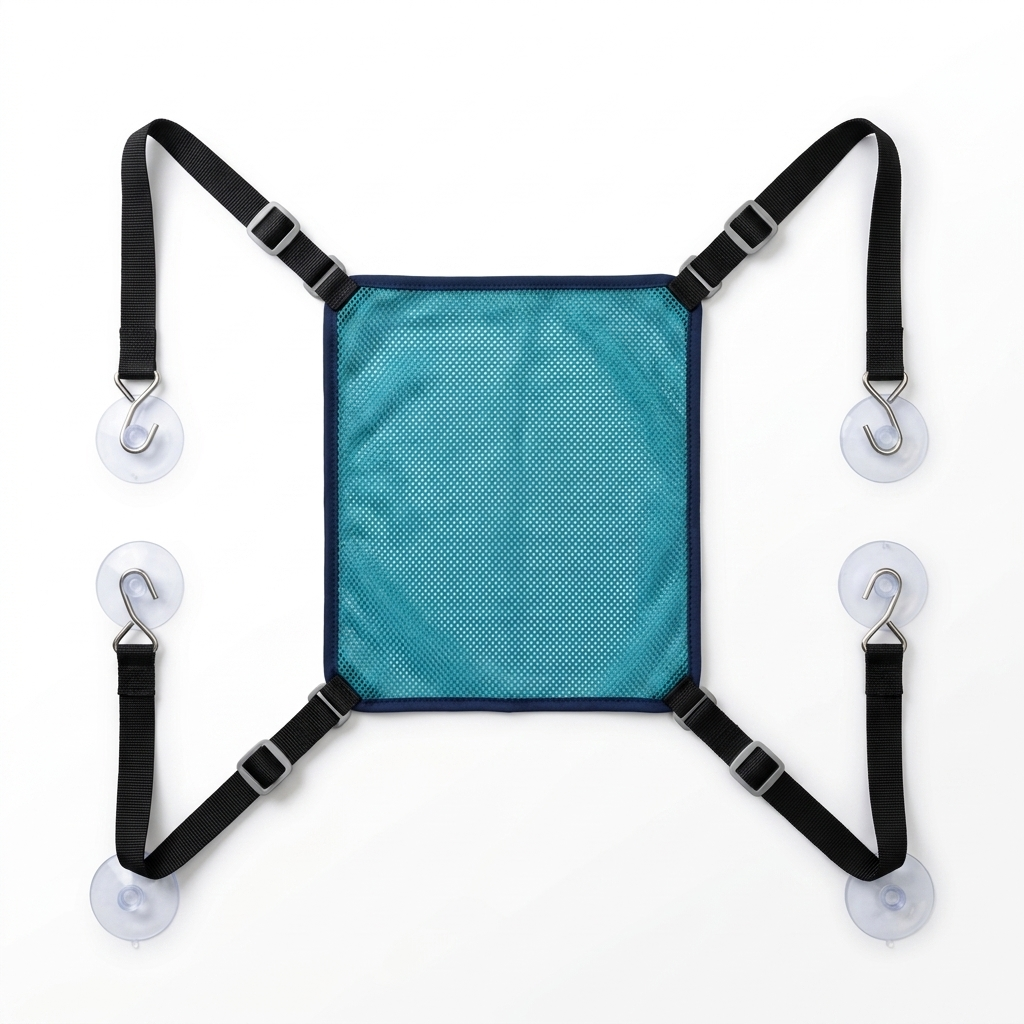 SnugRinse Pet Bathing Sling - Suction-Mount Mesh Hammock for Cats & Small Dogs
